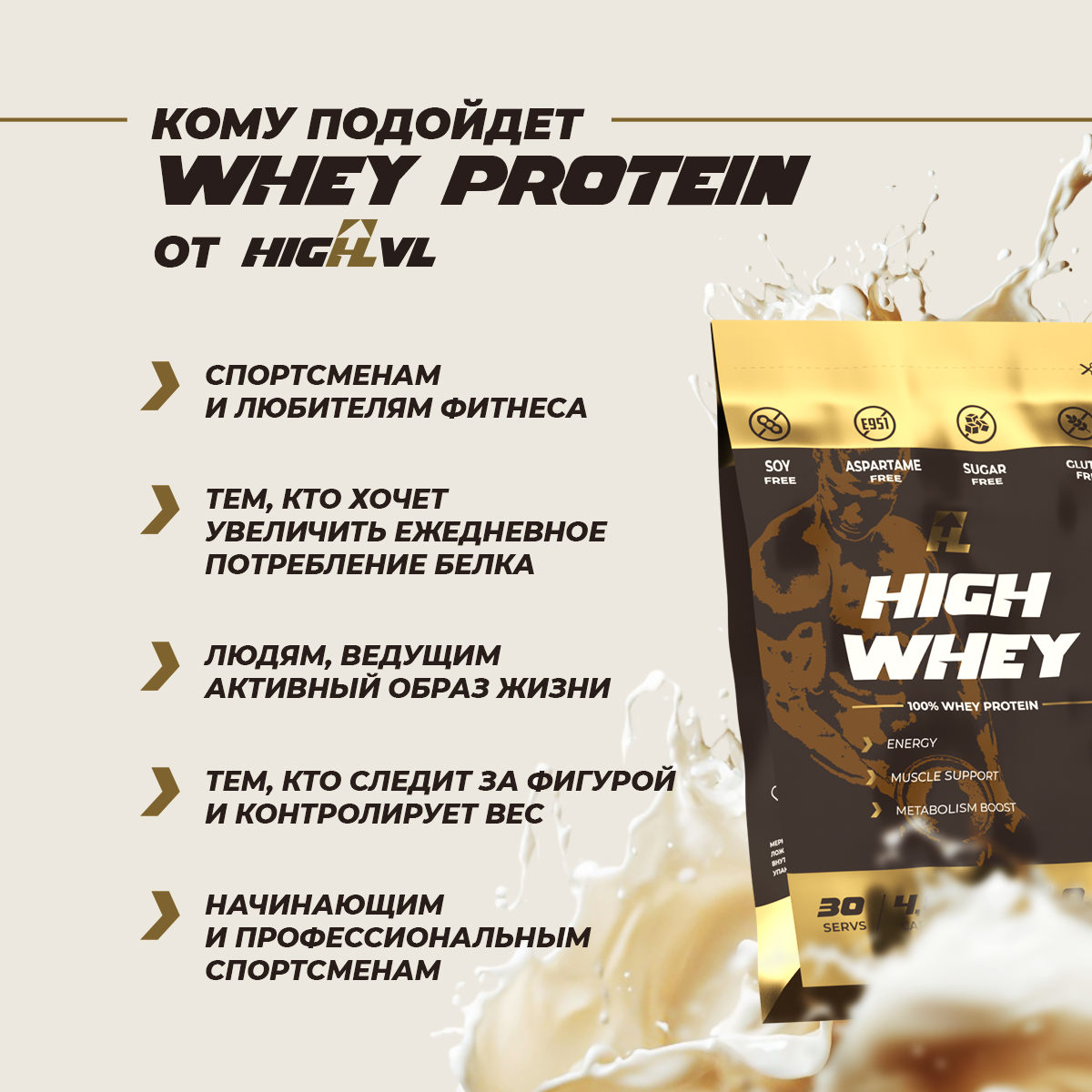 HIGH WHEY / Протеин со вкусом клубника со сливками 900гр.