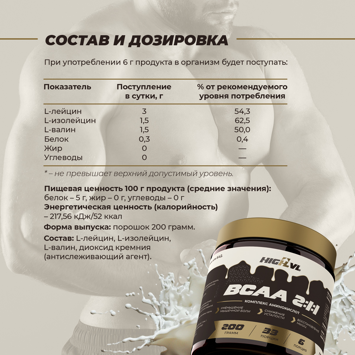 БЦАА 2:1:1 200 гр.
