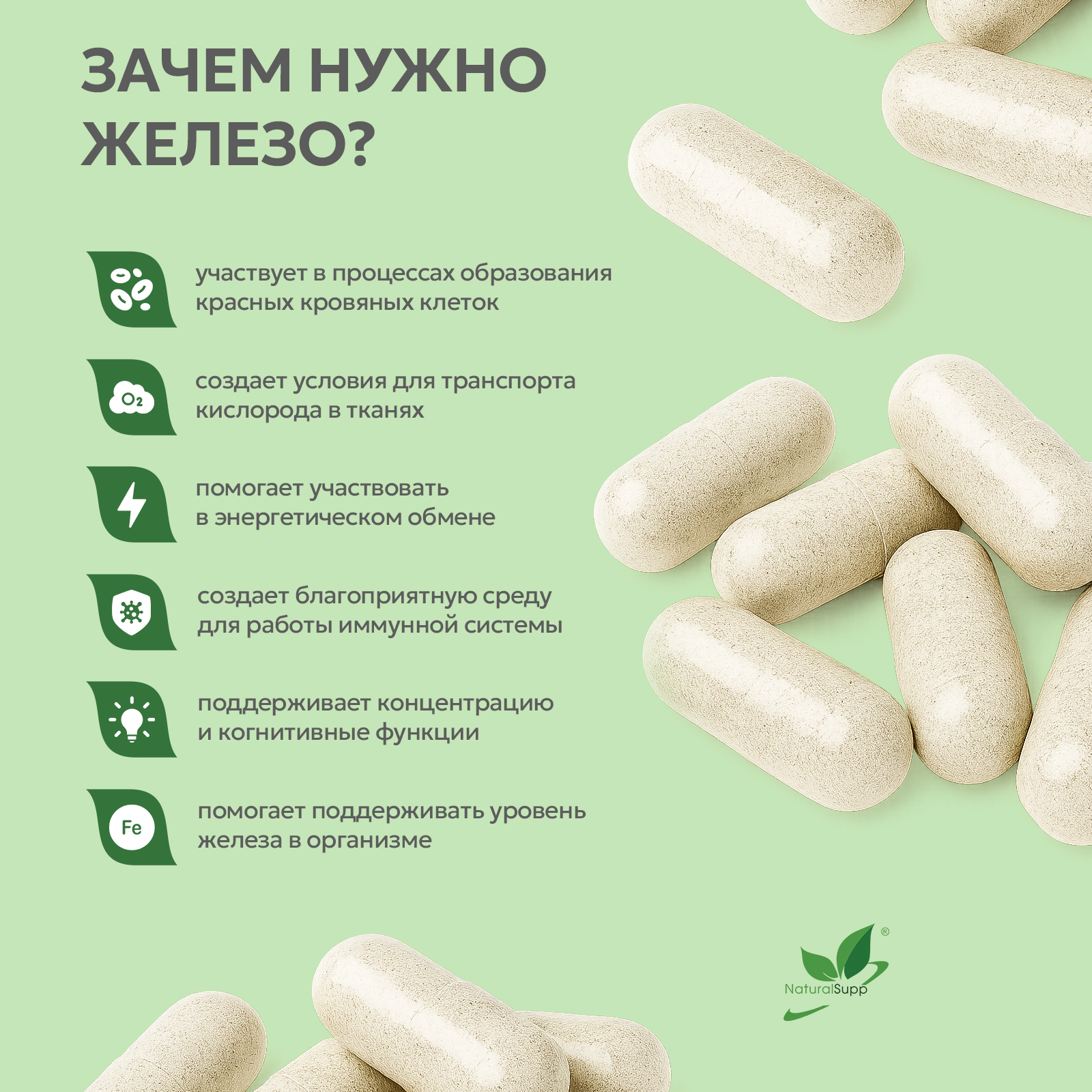 БАД к пище Железо хелат 60 капсул